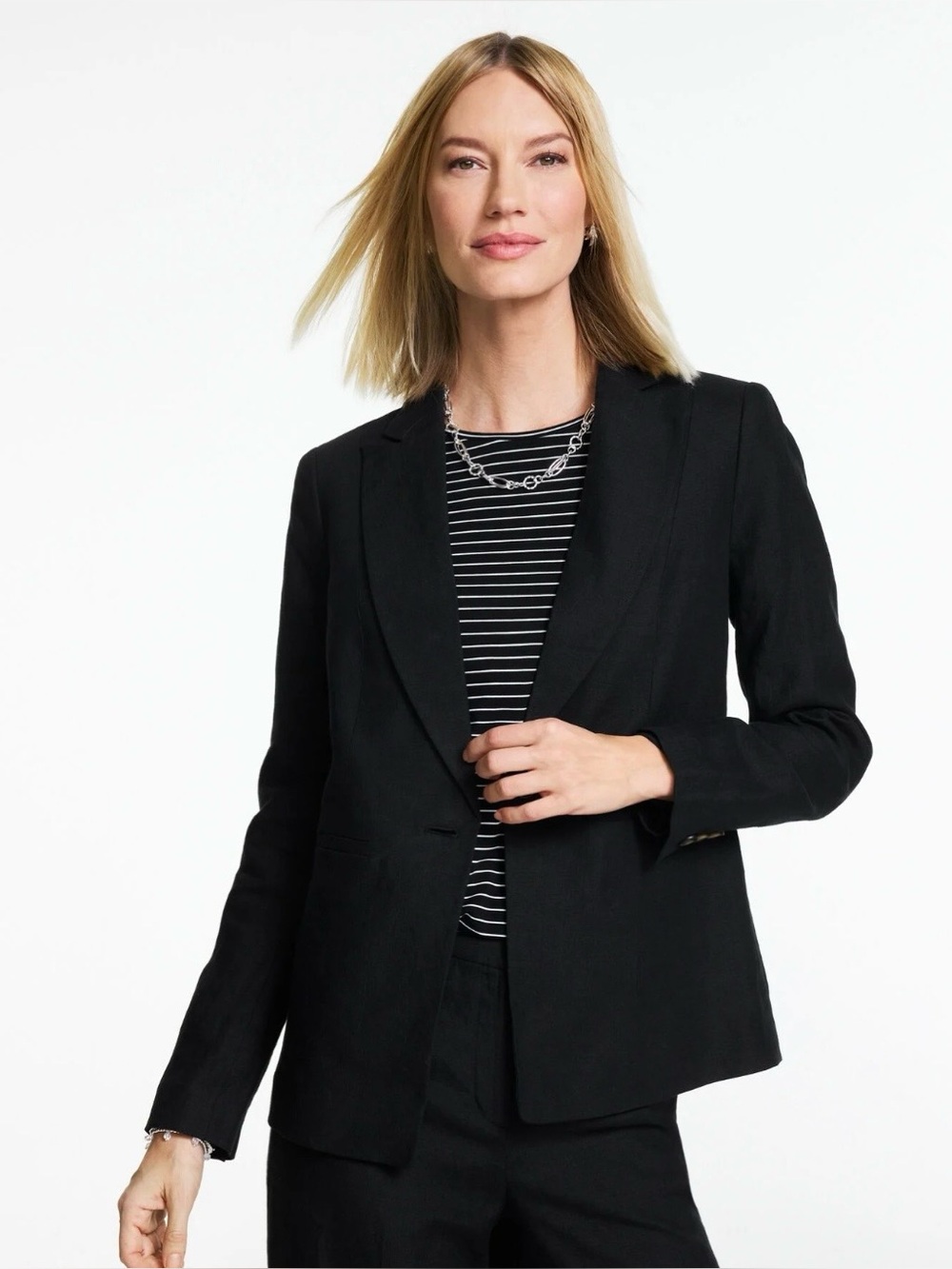 Talbots Black Single-Button Tailored Blazer